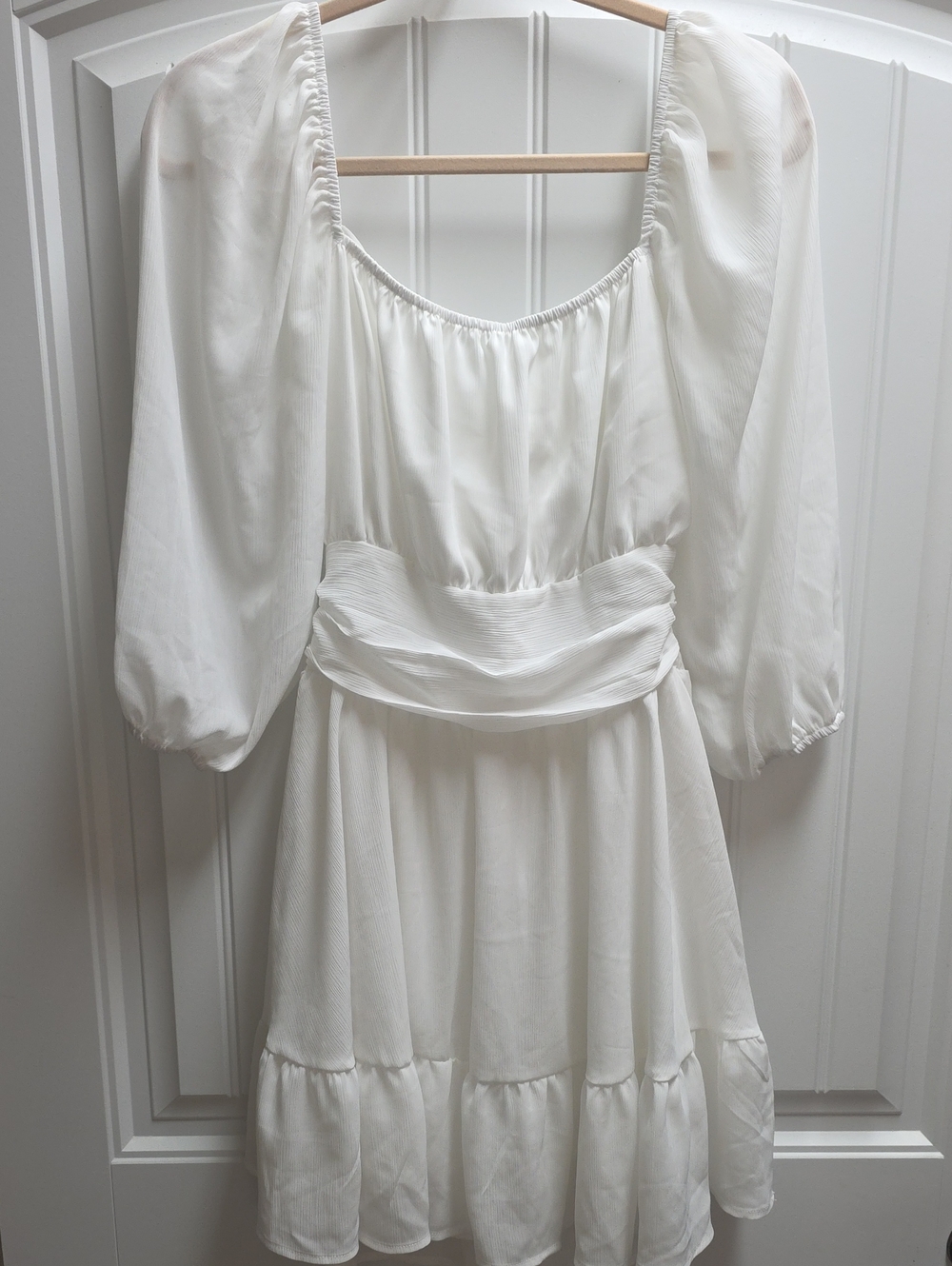 Exlura White Puff-Sleeve Dress  Medium